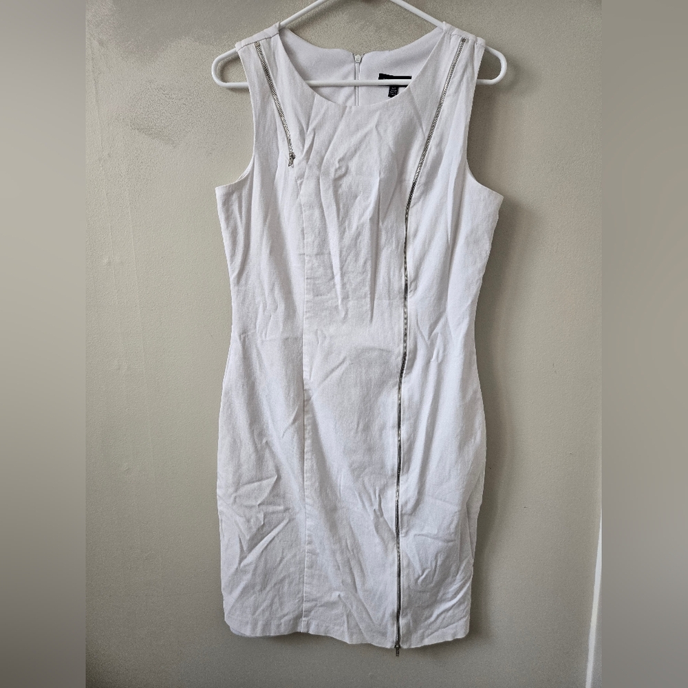 LE CHATEAU White Zipper Bodycon Mini Dress Womens Size Large